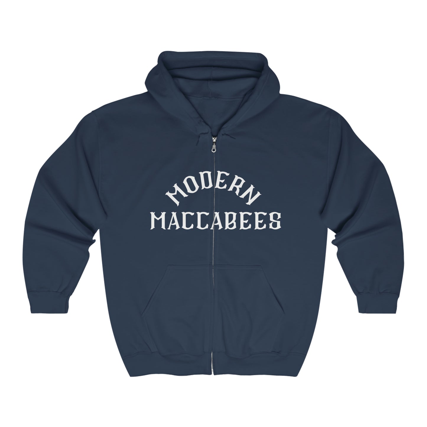 Modern Maccabees (White Print) Full Zip Hooded Sweatshirt