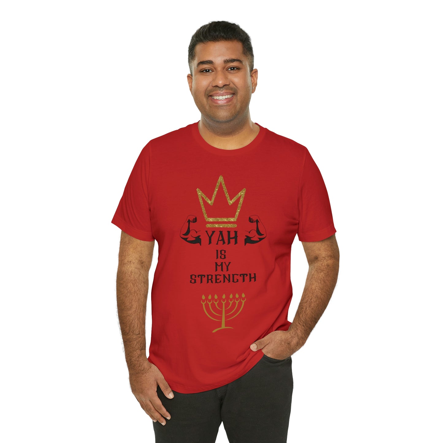 YAH Is My Strength Black & Gold Print Short Sleeve Tee