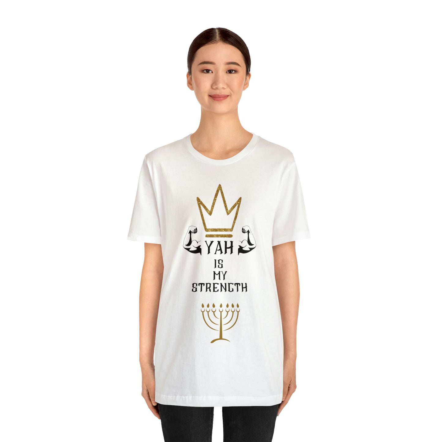 YAH Is My Strength Black & Gold Print Short Sleeve Tee