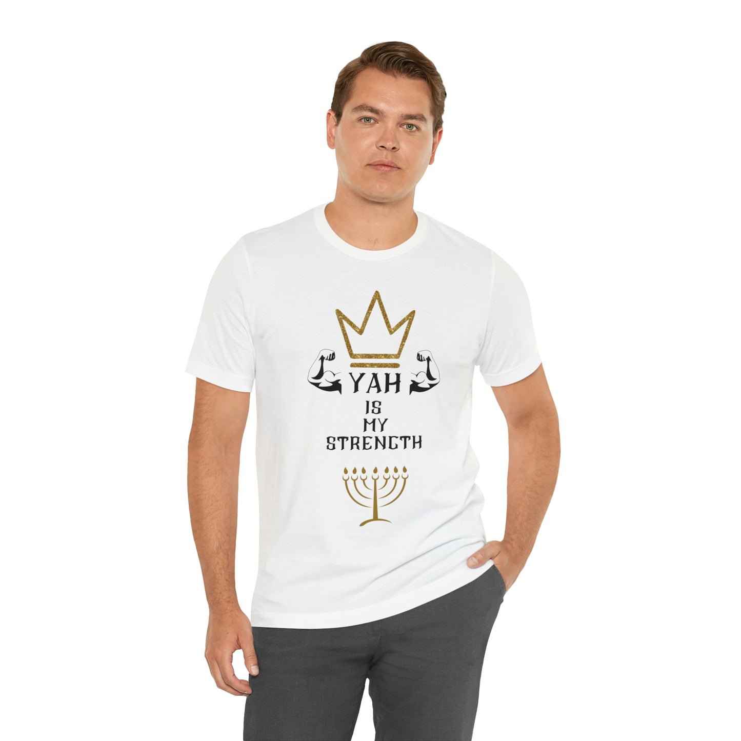 YAH Is My Strength Black & Gold Print Short Sleeve Tee