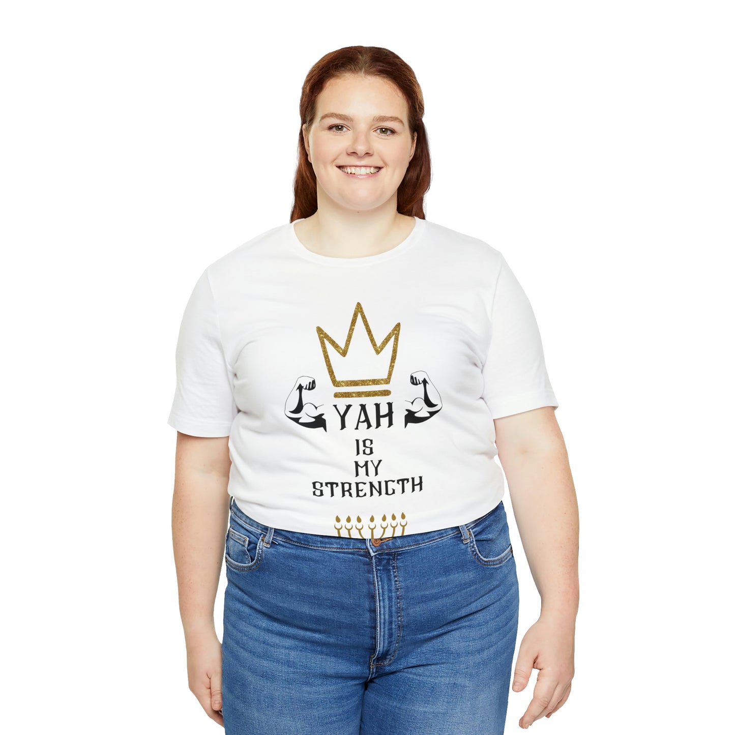 YAH Is My Strength Black & Gold Print Short Sleeve Tee