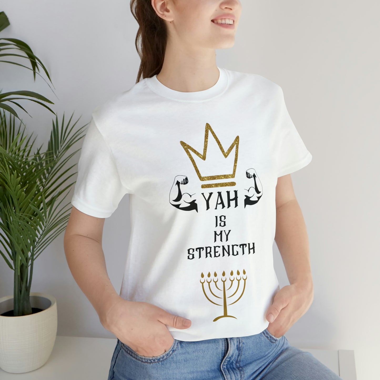 YAH Is My Strength Black & Gold Print Short Sleeve Tee