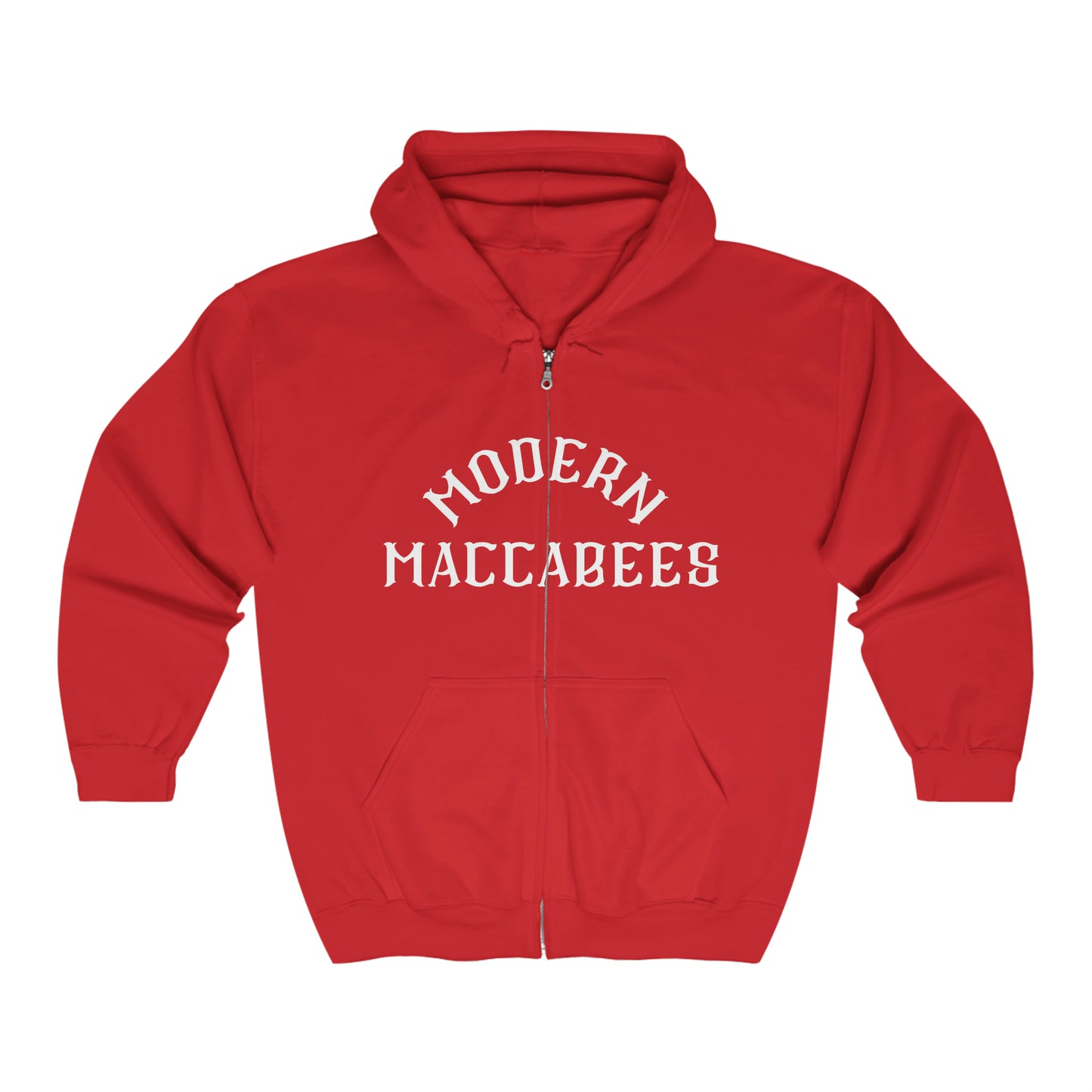 Modern Maccabees (White Print) Full Zip Hooded Sweatshirt