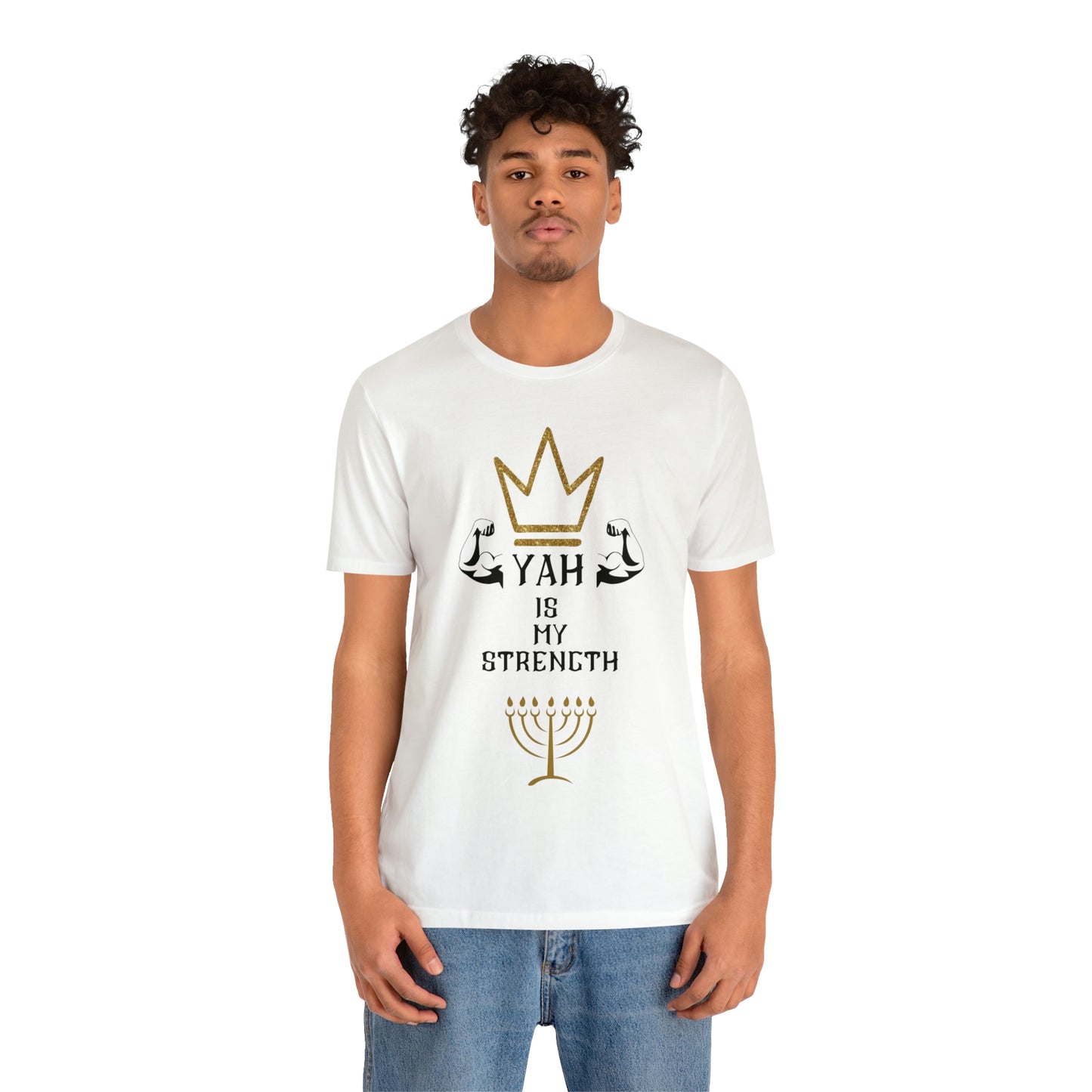 YAH Is My Strength Black & Gold Print Short Sleeve Tee