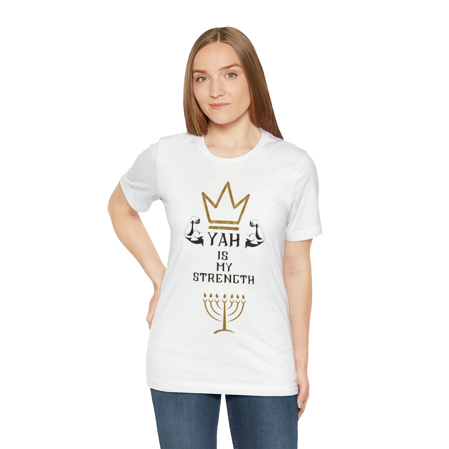 YAH Is My Strength Black & Gold Print Short Sleeve Tee