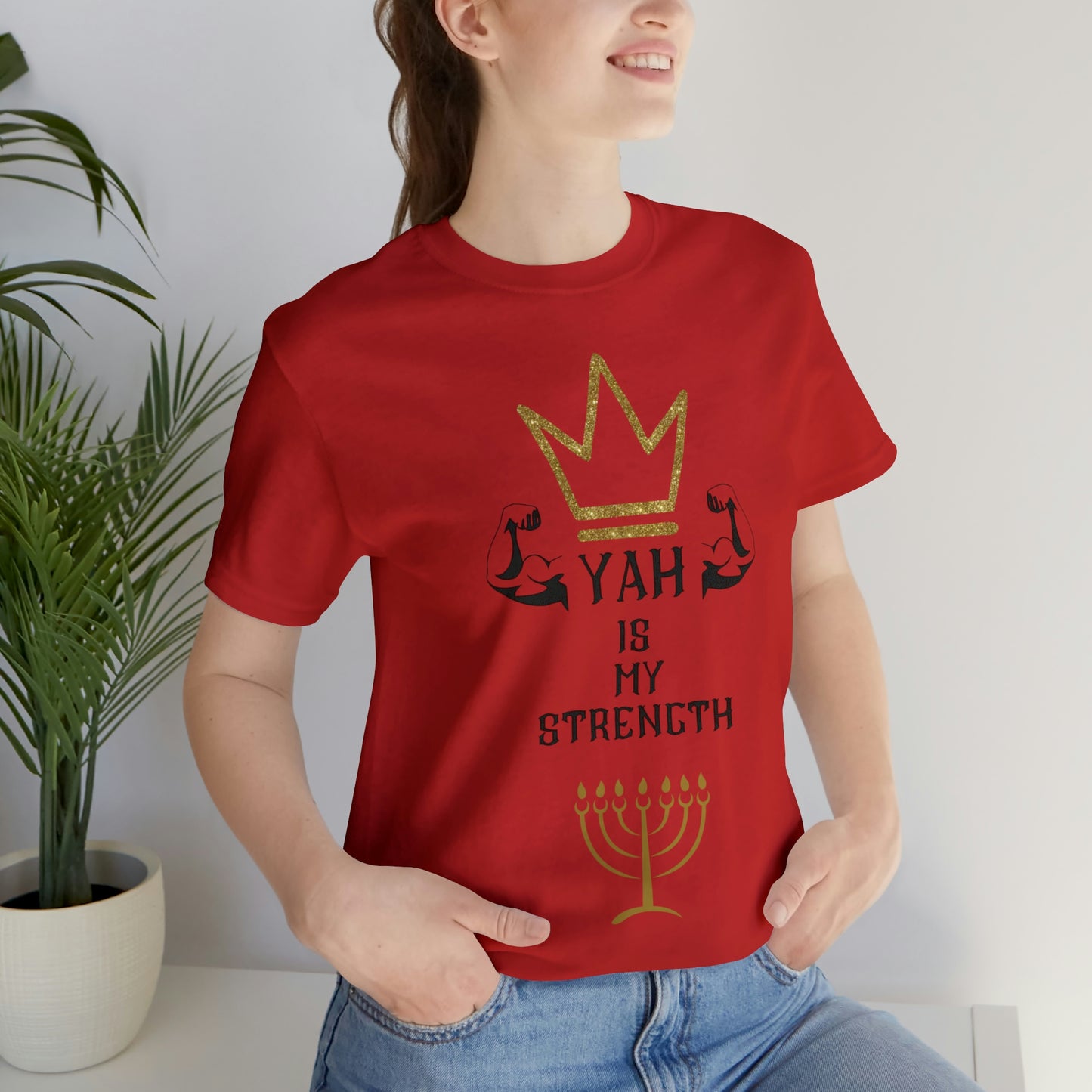 YAH Is My Strength Black & Gold Print Short Sleeve Tee