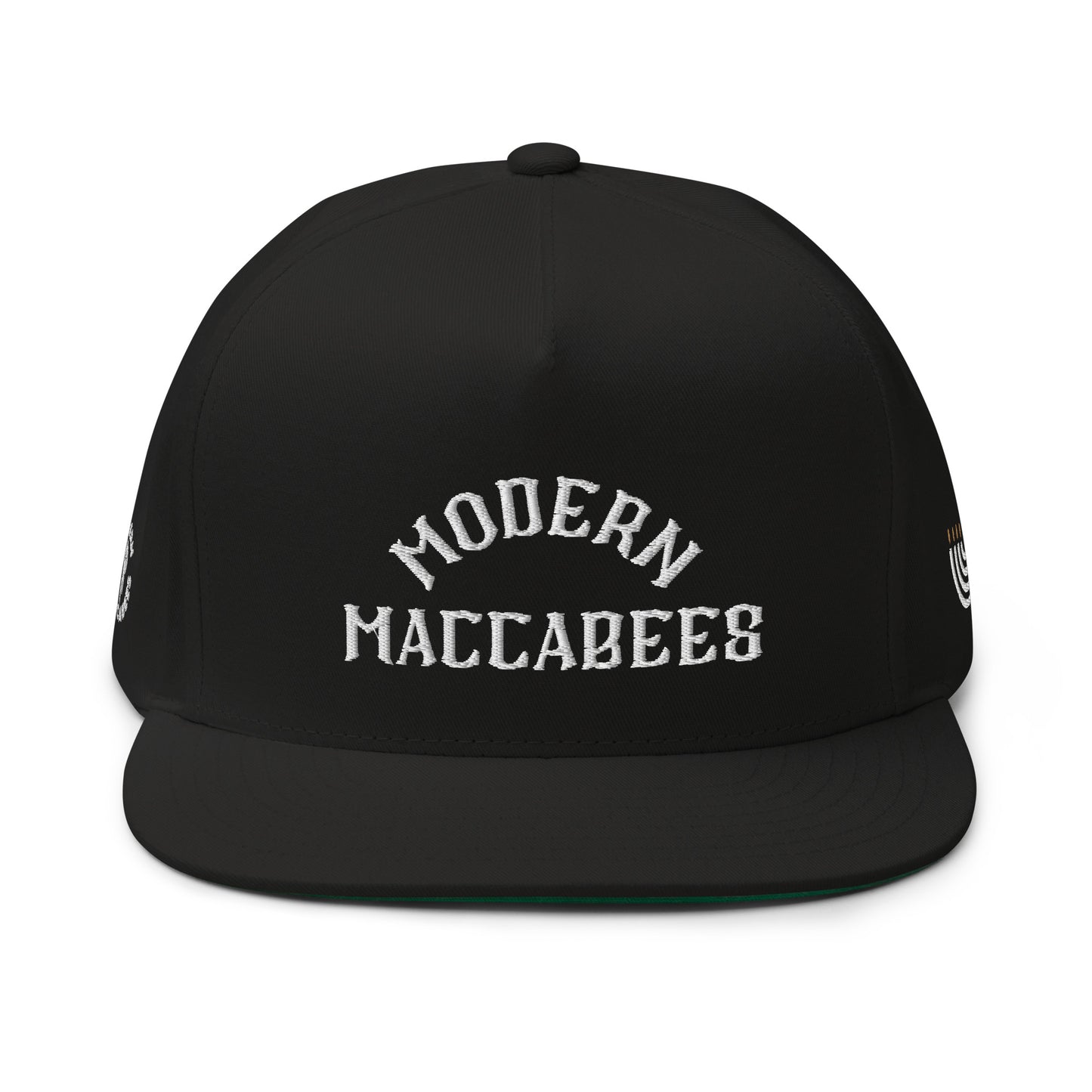 Modern Maccabees White Print Flat Bill Cap